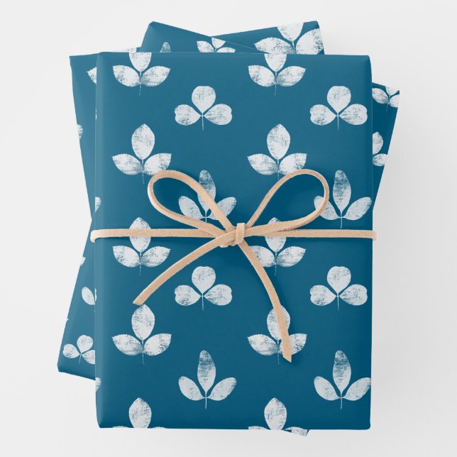 White Clover Blue Wrapping Paper Sheet (In situ)