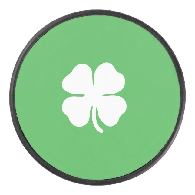 White Clover Leaf Hockey Puck (Front)