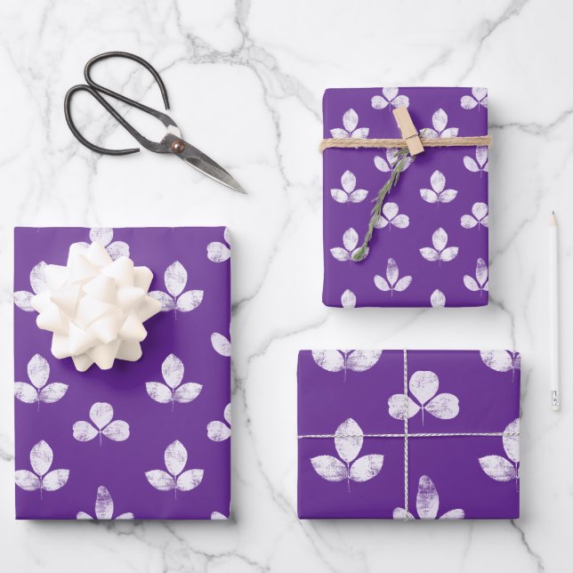 White Clover Purple Wrapping Paper Sheet (Front)
