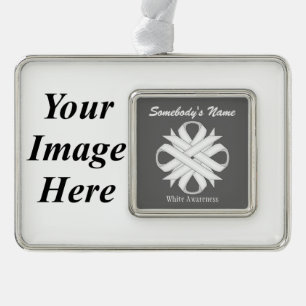 White Clover Ribbon Tmpl (H-I) by Kenneth Yoncich Silver Plated Framed Ornament