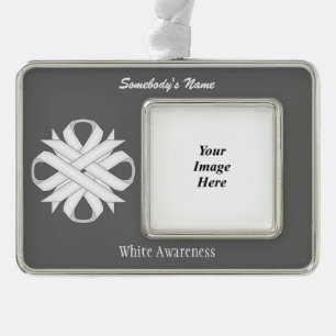 White Clover Ribbon Tmpl (H-O) by Kenneth Yoncich Silver Plated Framed Ornament