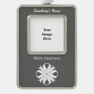 White Clover Ribbon Tmpl (V-O) by Kenneth Yoncich Silver Plated Framed Ornament