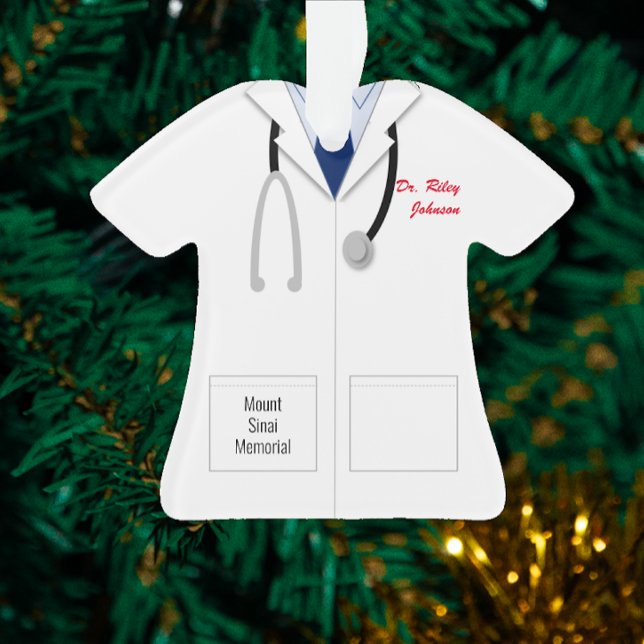 White Coat Blue Shirt Doctor Profession Ornament (Creator Uploaded)