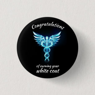 White Coat Ceremony Crystal Medical  3 Cm Round Badge