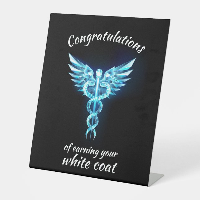 White Coat Ceremony Crystal Medical  Pedestal Sign (Front)
