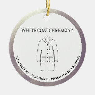 White Coat Ceremony Doctor Physician Monogrammed Ceramic Ornament
