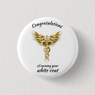 White Coat Ceremony Gold Medical 3 Cm Round Badge