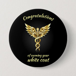 White Coat Ceremony Gold Medical 7.5 Cm Round Badge