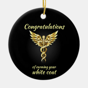White Coat Ceremony Gold Medical Ceramic Ornament