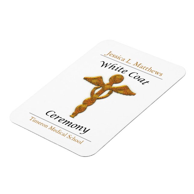 White Coat Ceremony Gold Medical, Custom Gift Magnet (Left Side)