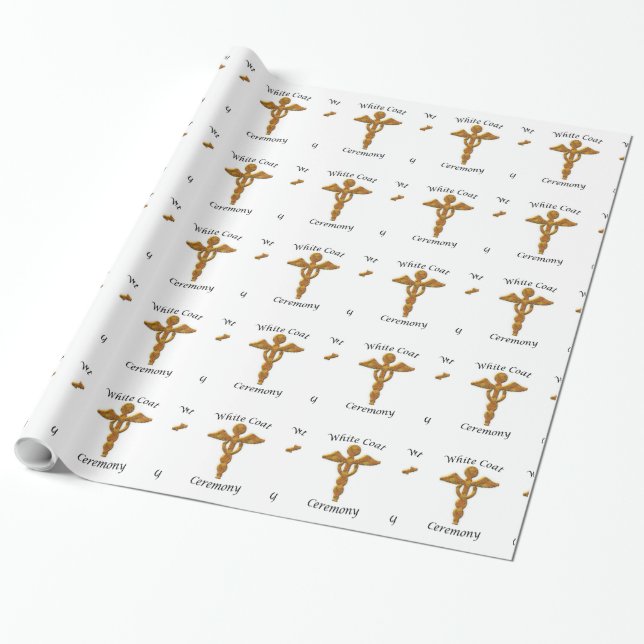 White Coat Ceremony Gold Medical, Custom Gift Wrapping Paper (Unrolled)