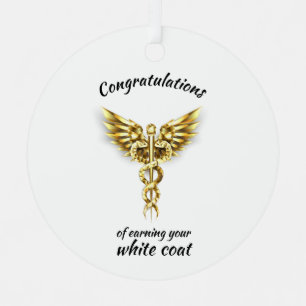White Coat Ceremony Gold Medical Metal Tree Decoration