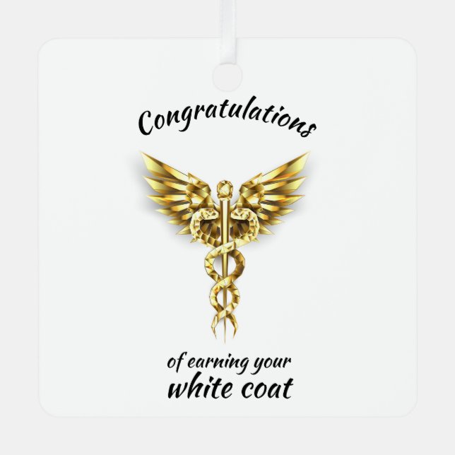 White Coat Ceremony Gold Medical  Metal Tree Decoration (Front)