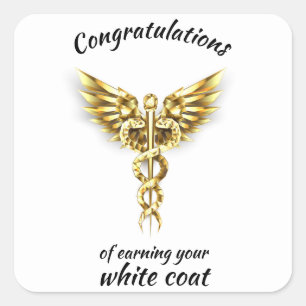 White Coat Ceremony Gold Medical  Square Sticker