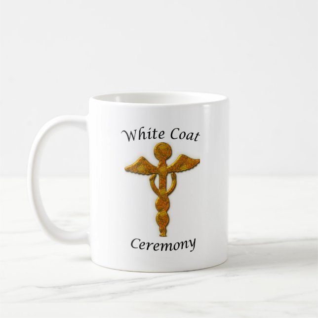 White Coat Ceremony Gold Medical Symbol Coffee Mug (Left)