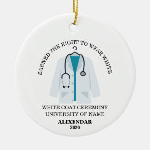 White Coat Ceremony Ornament, Doctor Graduation Ceramic Ornament