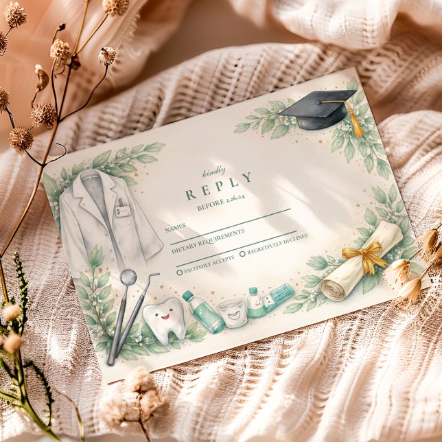 White Coat Dentist Graduation Celebration RSVP Card (Creator Uploaded)