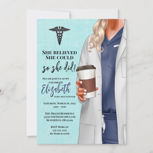 White Coat Medical School Graduation Invitation (Front)