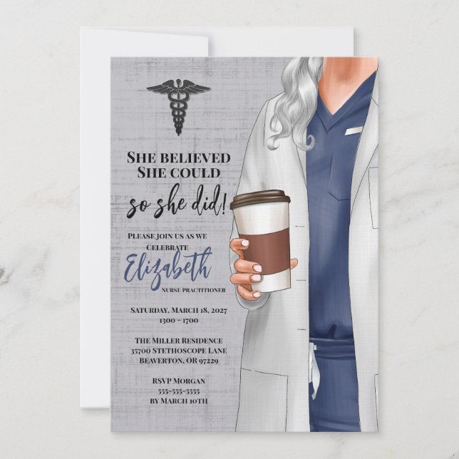 White Coat Medical School Graduation Invitation (Front)