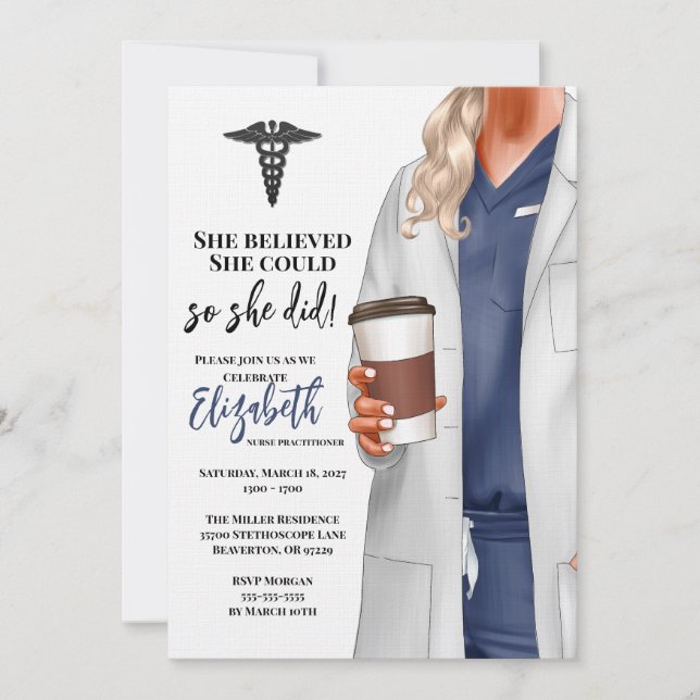 White Coat Medical School Graduation Invitation (Front)