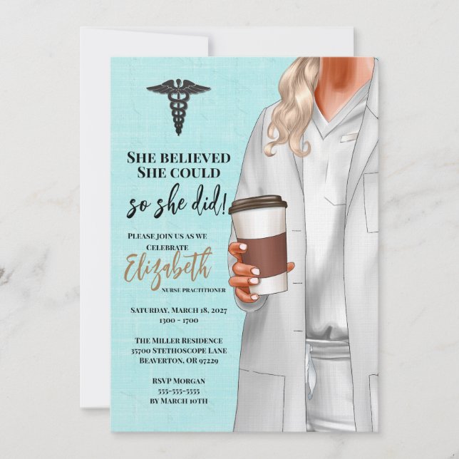 White Coat Medical School Graduation Invitation (Front)