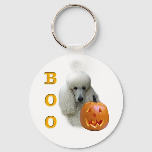 White Coated Poodle Boo Key Ring (Front)