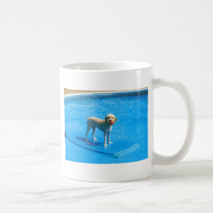 White Cockapoo Dog Swimming on a Raft Coffee Mug
