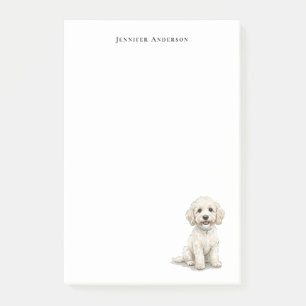 White Cockapoo watercolor personalised Post-it Notes