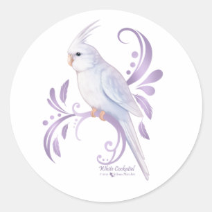 White Cockatiel Classic Round Sticker