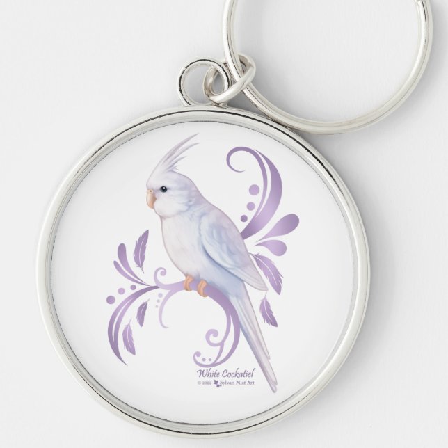 White Cockatiel Key Ring (Front)