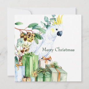 White Cockatoo Presents Merry Christmas Holiday Card