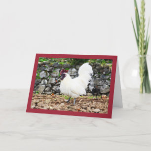 White cockerel holiday card