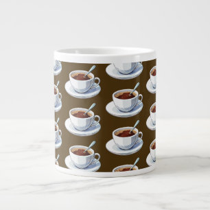 White coffee cup on a saucer filled with coffee