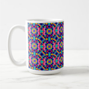 White coffee mug featuring a vibrant