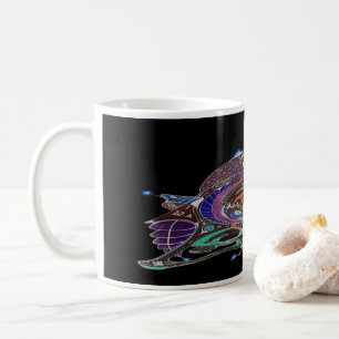 WHITE COFFEE MUG WITH SPACESHIP ART 16 C.1