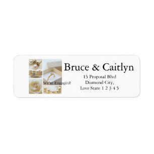 White collage engagement announcement return address label