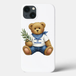 White Collection. Teddy with the Israeli Flag by iPhone 13 Case