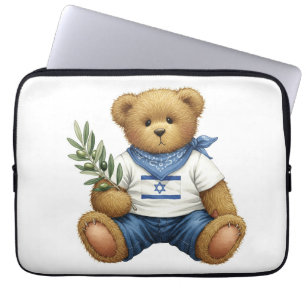 White Collection. Teddy with the Israeli Flag by Laptop Sleeve