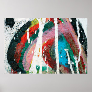 White color dripping over colorful vivid brushstro poster