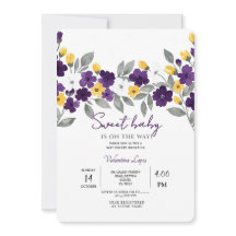 White Colourful Flower Baby Shower Invitation