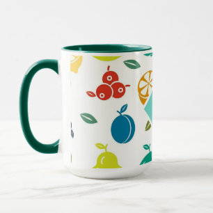 White Colourful Fruits Monogram Birthday  Mug