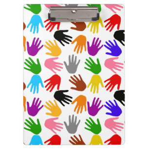 White Colourful Handprint Pattern Design  Clipboard