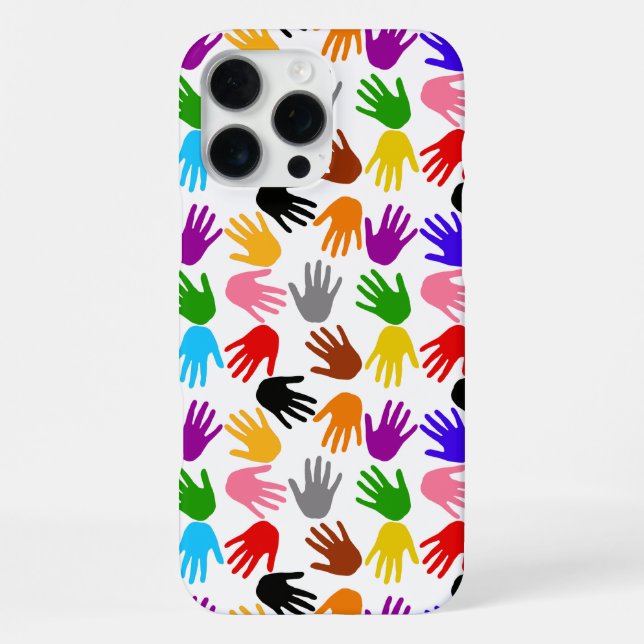 White Colourful Handprint Pattern Design  iPhone Case (Back)