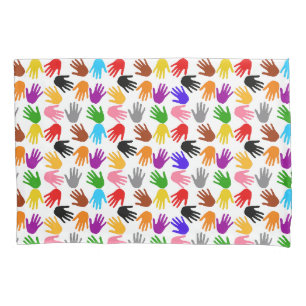 White Colourful Handprint Pattern Design Pillowcase
