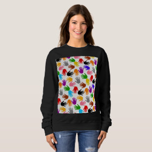 White Colourful Handprint Pattern Design  Sweatshirt