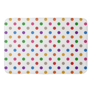 White Colourful Rainbow Polka Dots Design Bath Mat