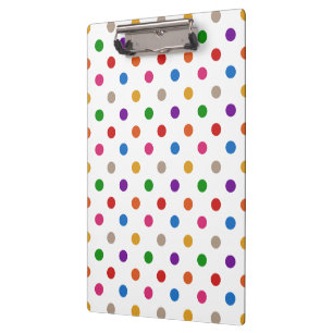 White Colourful Rainbow Polka Dots Design Clipboard