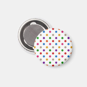 White Colourful Rainbow Polka Dots Design Magnet