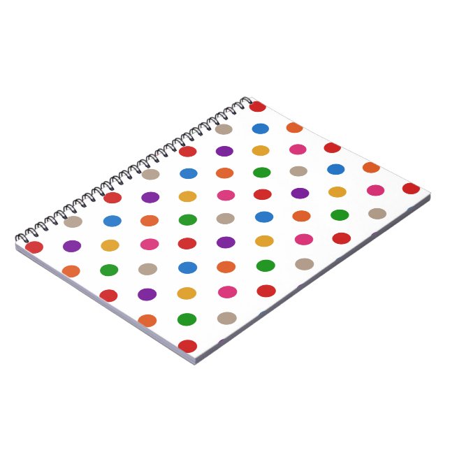 White Colourful Rainbow Polka Dots Design  Notebook (Left Side)