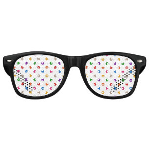 White Colourful Rainbow Polka Dots Design Retro Sunglasses